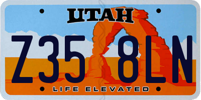 UT license plate Z358LN