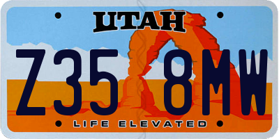UT license plate Z358MW