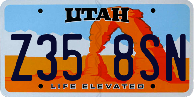 UT license plate Z358SN