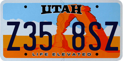 UT license plate Z358SZ