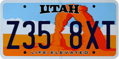 UT license plate Z358XT