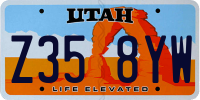 UT license plate Z358YW