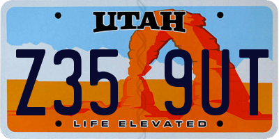 UT license plate Z359UT