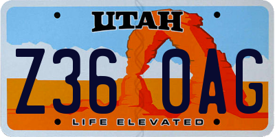 UT license plate Z360AG