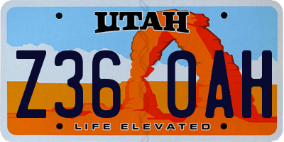 UT license plate Z360AH