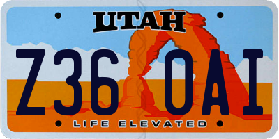 UT license plate Z360AI