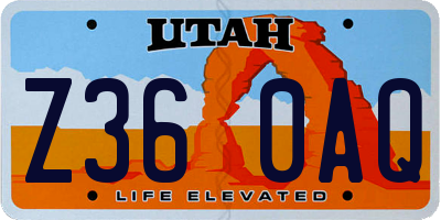UT license plate Z360AQ