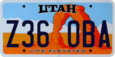 UT license plate Z360BA