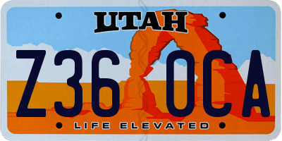 UT license plate Z360CA