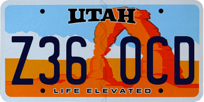 UT license plate Z360CD