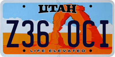 UT license plate Z360CI