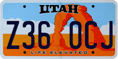 UT license plate Z360CJ