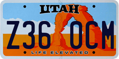 UT license plate Z360CM