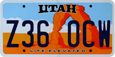 UT license plate Z360CW