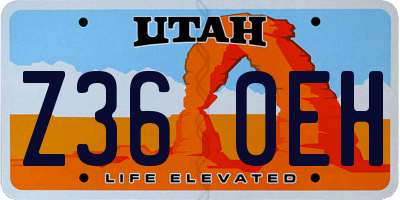 UT license plate Z360EH
