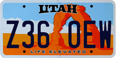 UT license plate Z360EW
