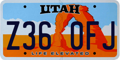 UT license plate Z360FJ