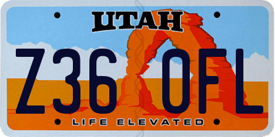 UT license plate Z360FL