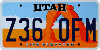 UT license plate Z360FM