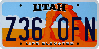 UT license plate Z360FN