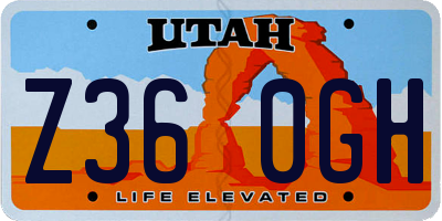 UT license plate Z360GH