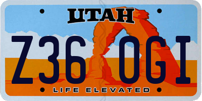 UT license plate Z360GI