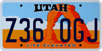 UT license plate Z360GJ