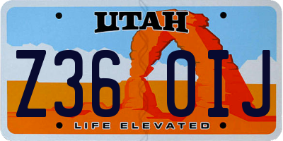 UT license plate Z360IJ
