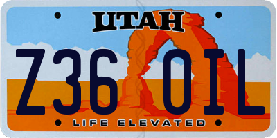 UT license plate Z360IL
