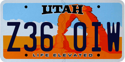 UT license plate Z360IW