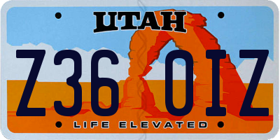 UT license plate Z360IZ