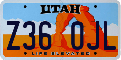 UT license plate Z360JL