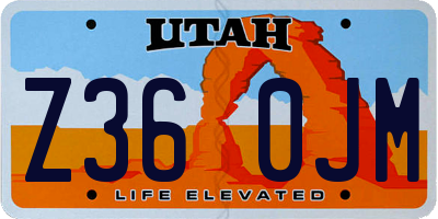 UT license plate Z360JM