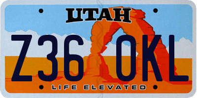 UT license plate Z360KL