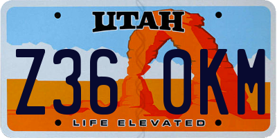 UT license plate Z360KM