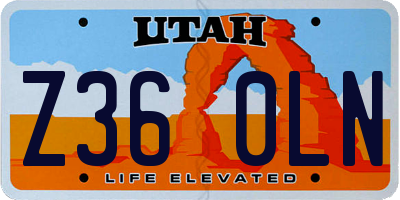 UT license plate Z360LN