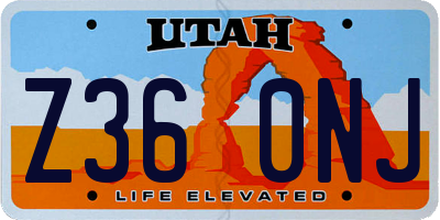 UT license plate Z360NJ