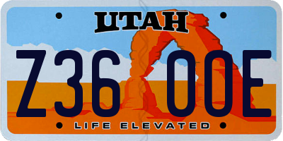 UT license plate Z360OE