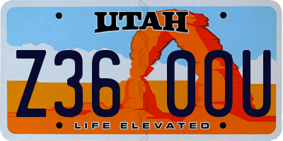 UT license plate Z360OU