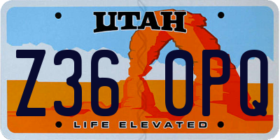 UT license plate Z360PQ