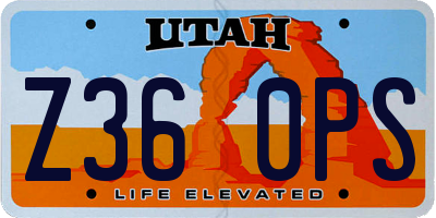UT license plate Z360PS