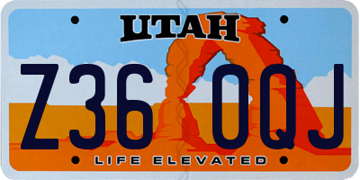 UT license plate Z360QJ
