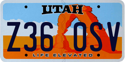 UT license plate Z360SV
