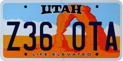 UT license plate Z360TA