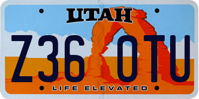 UT license plate Z360TU