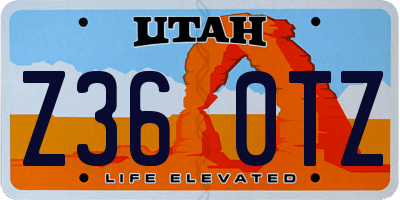 UT license plate Z360TZ