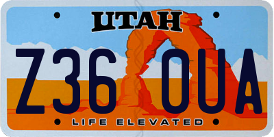 UT license plate Z360UA