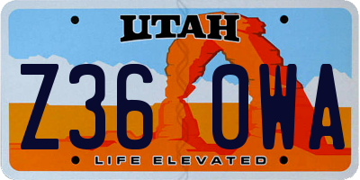 UT license plate Z360WA