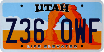 UT license plate Z360WF