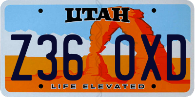 UT license plate Z360XD